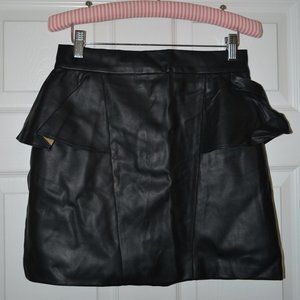 Naven Vegan Leather Black Peplum Skirt Fully Lined